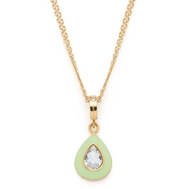 JEWELS BY LEONARDO Gigi 022828 Double Row Anchor Chain Gold-Coloured Stainless Steel Teardrop Pendant with Inlaid Glass Crystal 45-50 cm Length Women's Jewellery, 45 cm, Stainless Steel, No Gemstone