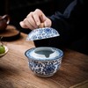 JHNIF Blue and White Porcelain Ashtray with Lid, 5-Inch Ash