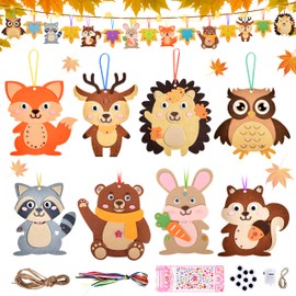 Herefun 15 Autumn Animal Craft Sets for Children, Autumn Creative Set, Autumn Craft Set, DIY Autumn Gift Autumn Leaf with Lgel, Owl, Fox, Squirrel, Autumn Decoration, Crafts, Boys, Girls, Autumn Time