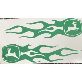 Green John Deere Flames Decal Sticker