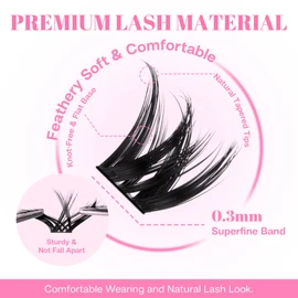 CALAILIS Lash Clusters, 144Pcs D Curl Cluster Lashes DIY Lash Extensions Mega Volume Wispy Eyelash Clusters Reusable Individual Lashes Super Thin Band and Soft (HD20, D-10-16MIX)