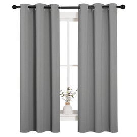 NICETOWN Silver Grey Blackout Curtain Panels for Bedroom, Thermal Insulated Grommet Top Blackout Draperies and Drapes (2 Panels, W34 x L63 inches)