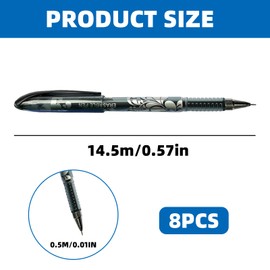 8 Erasable Pens Black – 0.5 mm Gel Ink Friction Pens with Rub-Out Erasers, Eraser Pens for Kids & Adults, Smooth Erasable Gel Pens for School, Office & Notebooks