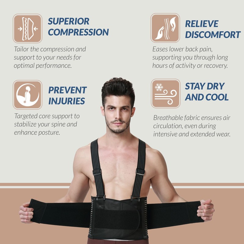 NeoTech Care Back Brace with Suspenders for Work - Industrial