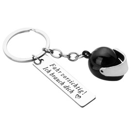 BOOMTOP Schlüsselanhänger Motorrad Auto Glücksbringer Fahr Vorsichtig Ich Brauch Dich Helm Anhänger Führerschein Bestanden Geschenk Drive Safe Schlüsselband für Fahranfänger Männer Frauen