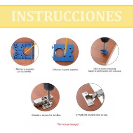 Plantilla Bisagra Orificio Posición de Perforado Puerta L +broca 35mm Broca Perforación Taladro Herramienta Guía Puerta Mueble Madera Agujero