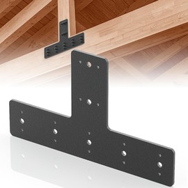 14"x8.5" T Shape Steel Flat Bracket,t Strap. Metal Plate with Holes,T Shape Steel Flat Bracket with Powder Coated Post to Beam Connectors for Repair Wooden House,Furniture,pergola,Truss Framing-1 Pk