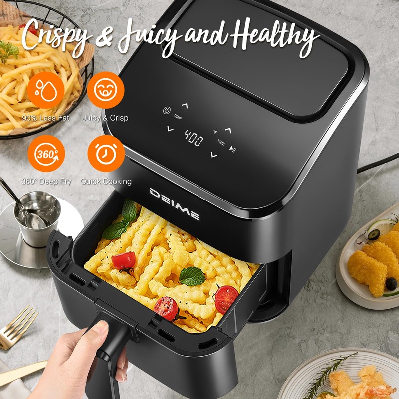 DEIME Air Fryer 3 Qt, Small Airfryer Digital Space Saving
