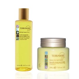 Terramar  SET DE PROTECCIN INTENSIVA para cabellos con BAJA KERATINA  SET con 1.- OLEO TERRAMAR tratamiento reparador para cabello maltratado 3 en 1, 