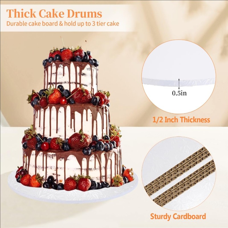 ANSCHER 9 Packs Round Cake Drums 10 Inch, Greaseproof White10