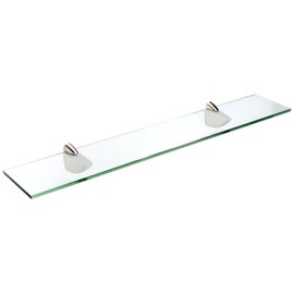 Spancraft Glass O-10x24-Brushed Steel Oriole Glass Shelf, Brushed Steel, 10" x 24"