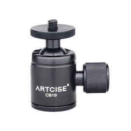 ARTCISE 19mm Ball, Small, Free-Head, 1/4" Screw, Lightweight, CNC Machined, Aluminum Alloy, Mini Tripod Head, 360 Degree Rotation, Panoramic Camera Head, Compatible with Light Stand, DSLR Camera,