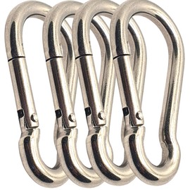 Spring Snap Hook 316 Marine Stainless Steel Climbing Locking Carabiner Clip for Home Camping Fishing Hiking Traveling (M5x50mm - 4pcs)