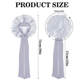 Satin Bonnet Night Sleep Hat, Night Cap, Hair Cap, Adjustable Silk Hood for Sleeping with Elastic Band, Satin Silk for Women and Girls All Hair Types (Silver)