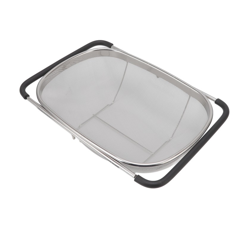 Over The Sink Colander Stainless Steel Telescopic Strainer Basket Rubber
