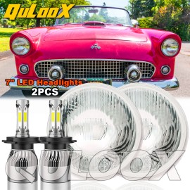 QULOOX 7 Inch Round LED Headlight DRL For Ford Thunderbird 1955-1958 Deluxe 1939-1951