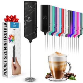 Powerful Milk Frother Wand - Mini & Mighty Handheld Drink Mixer - Portable Coffee Frother For Latte, Cappuccino, Matcha, Hot Chocolate, Creamer - Black Marble