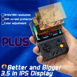 Miyoo Mini Plus Handheld Game Console 3.5-inch 640*480 IPS Screen 3000mAh Miyoo-Mini+ with Portable Case Transparent Black