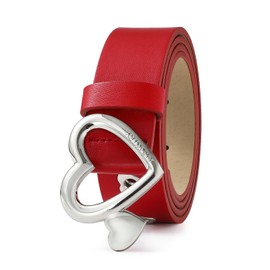 RISANTRY Red Heart Belts for Women Fashion, Ladies Dress Belts for Women Dressy, Red Leather Belts for Womens Jeans