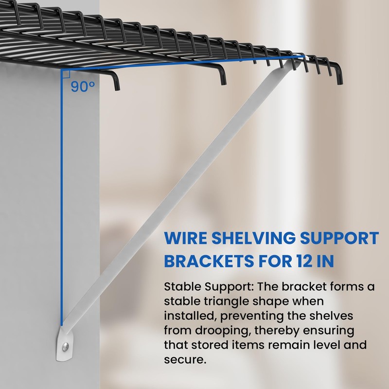 MILYARD 12 Inch Wire Shelf Brackets Kits, Closet Support Rod