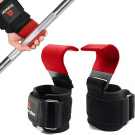 Bluelander Straps para Gym para Levantamiento de Pesas, Straps Ganchos de Levantamiento con Muñequera Ajustable de Velcro, Agarre Firme y Seguro de Ejercicio, Antideslizantes, Prevención de Lesiones