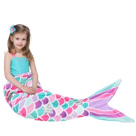 Mermaid Tail Blanket - Mermaid Wearable Blankets for Kids Girls All Seasons Soft Flannel Mermaid Scale Sleeping Bags Snuggle Blanket for Toddler Teens Birthday （Shiny Pink）