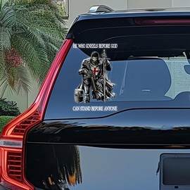 Premium Knight Templar Christian Sticker He Who Kneels Before God Stand Before Anyone Car Door Window Decals |9" x 6"