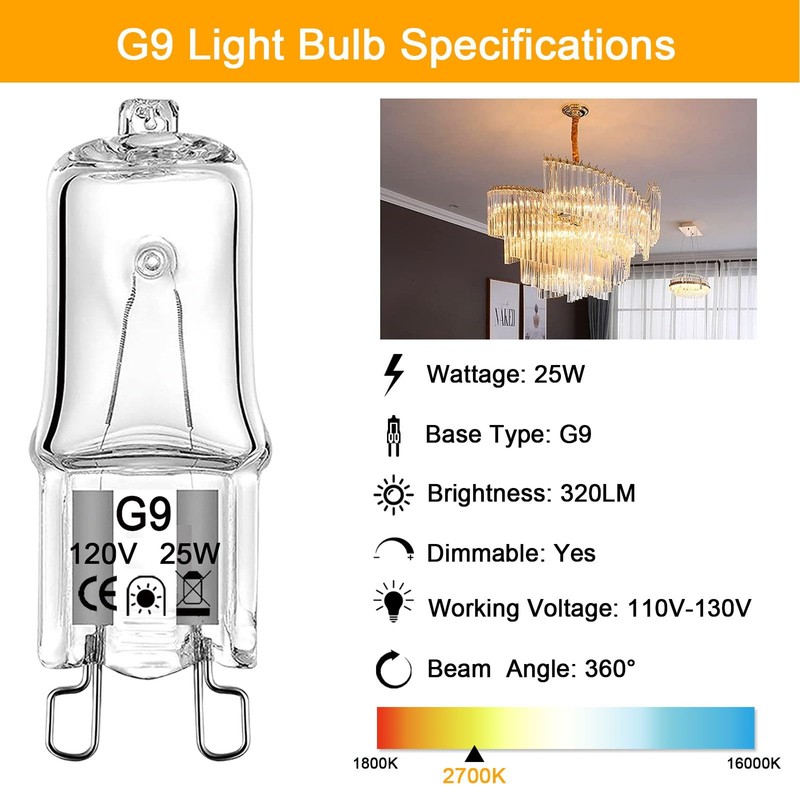DUMILOO G9 Bulb, 12 Pack Crystal Clear Halogen Light Bulbs