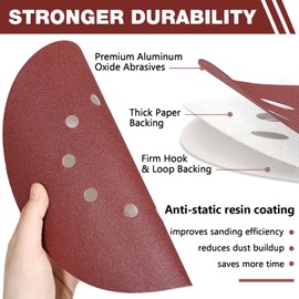 50 Pack 9-Inch 10-Hole Hook-and-Loop Sanding Discs for ‎Drywall Sander, 60 80 120 150 240 Grit 9" Drywall Sandpaper for Renovation Ceiling Wood Floor