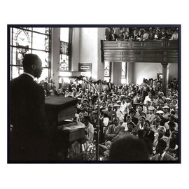 Martin Luther King in Church - MLK Wall Art - African American Wall Art - Black History Decor - Civil Rights Movement Photo - Religious Christian Gifts for Men, Women - Vintage Historic Photos Wall