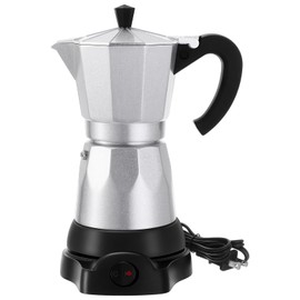 Lemosae Coffee Pot 6 Cup Electric Espresso Coffee Maker Italian Moka Maker 300ml Portable Aluminum Espresso Machine Cafetera Moka Pot with Detachable Base, Gift for Home Travel(Aluminum Color)