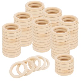 JAPCHET 80 Pcs 70mm Wooden Rings, Unfinished Solid Natural Wooden Loops, Circle Wooden Craft Rings for DIY Projects Jewelry Making