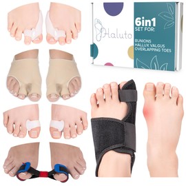 HALUTO 6-in-1 Set Hallux Valgus Correction - Hallux Valgus Splint - Hallux Valgus Bandage - Toe Separator Hallux Valgus with Bunion Protection - Hallux Valgus Socks - Hallux Valgus Belt Training Band