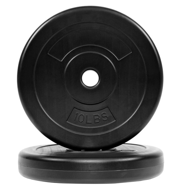 BalanceFrom Vinyl Standard 1-Inch Plate Weight Plate for Strength Training and Weightlifting, Pair or Set with Barbell 10VP