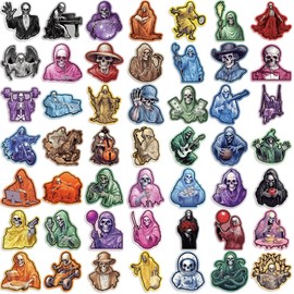Gothic Aesthetic Stickers for Water Bottle, 50 Pcs Colorful Skull Man Sticker Pack for Adults, Waterproof Vinyl Skull Aesthetic Art Stickers and Decals for Laptop Bicycle Skateboard Motorcycle Luggage