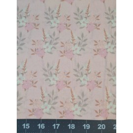 SW Floral Tutu Pink White Floral On Light Pink SW Floral Tutu Cotton Quilt Craft Fabric  BTY