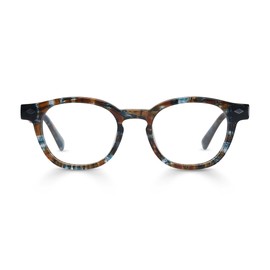 eyebobs - Bitty Witty | Premium Reading Glasses for Men and Women | Round Frame for Narrow Faces, Teal and Brown Plaid, 3.50
