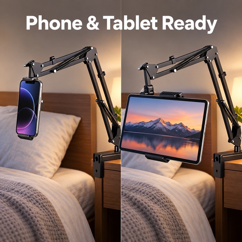 Tablet Holder for Bed with 90cm Metal Arm – 360°