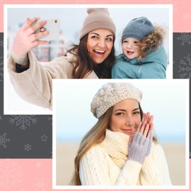 Neer 3 Pair Winter Cotton Fingerless Gloves Warm Windproof Half Fingers Mittens Stretchy Knit Women's Gloves for Cold Weather (Stylish Colour)