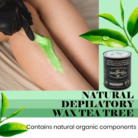 [2021 New Package Design] Sharonelle Soft Wax All Purpose Hair Removal Natural Depilatory Canned Wax for Sensitive Skin Canada-Made Melting Wax in Black color Canned Package (1PC, Tea Tree)