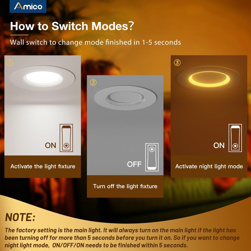 Amico 12 Pack 6 inch 5CCT LED Recessed Lighting with