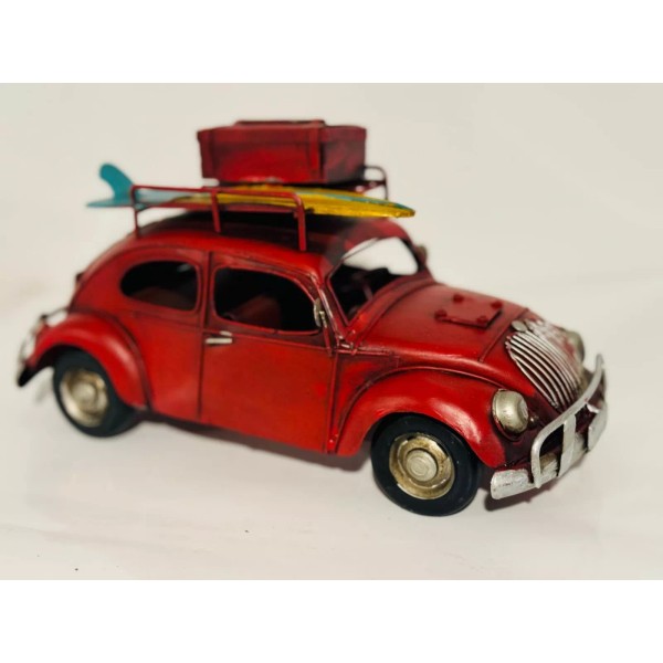 Upper Decker Ltd. Classic Vintage Metal Red with Surfboard Car