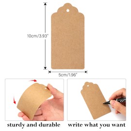 jijAcraft 200 Stück Geschenkanhänger, Groß Kraftpapier Anhänger Etiketten 5 x 10 CM, Anhängeetiketten mit Juteschnur, für Geschenkverpackung, Hochzeit, Lesezeichen, Weihnachten (Braun und Weiß)