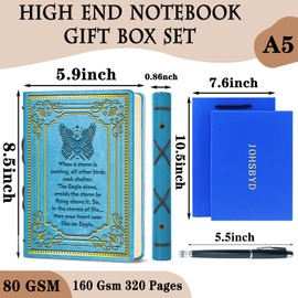 Eagle Gift for Scouts Faux Leather Vintage Notebook Scouts Leader Gifts Light Blue A5 Lined Leather Journal Notebook,320 Pages Thick Ruled Paper With Pen,Scoutmaster Court of Honor Graduation Gift for Daughter Son (Eagle Light Blue)