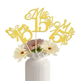 KEWUFD Mis 15 Centerpiece Sticks Mis 15 Anos Birthday Table Centerpieces Hello 15 Birthday Party Decorations Cheers to 15 Years Anniversary Party Decor Sign 12PCS Gold Glitter