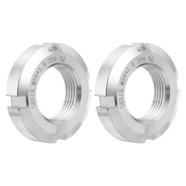 sourcing map M24 x 1.5mm - 2Pcs Retaining Four-Slot Slotted Round Nuts - 304 Stainless Steel Round Lock Nut for Various Rolling Bearings, Industrial Field, Silver