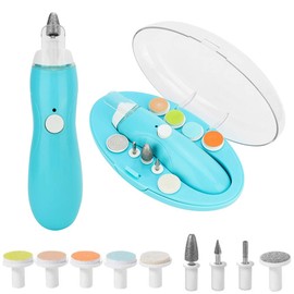 Baby Electric Nail File, Baby Nail Trimmer with LED Front Light, 9 Replacement Grinding Heads and Storage Case, Nail Care for Babies and Adults
