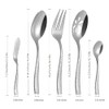 Kelenfer Stainless Steel Silverware Serving Set Hammered Silver Mirror Finished