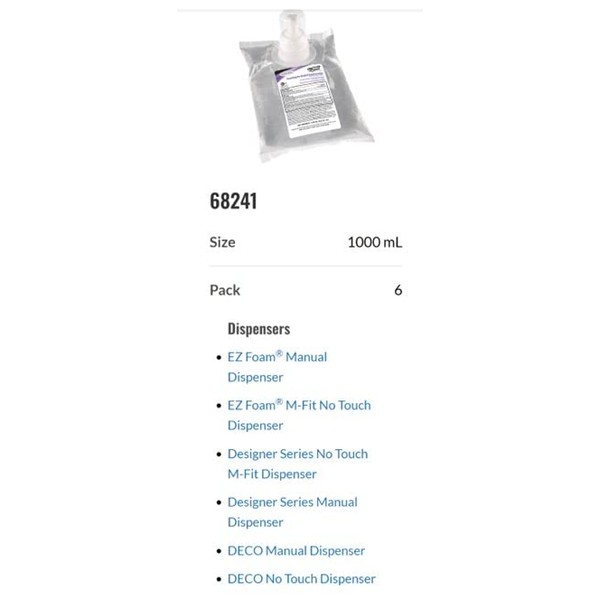 Kutol Health Guard EZ Foaming Instant Hand Sanitizer, Alcohol Free - 1000 mL/Bag, 6 Bags/Case