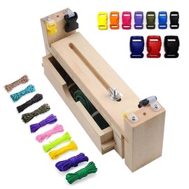 GSDGV Bracelet Maker Making Kit, Adjustable Jig Bracelet Maker, Wood Wristband Maker with 10 Paracord and 10 Clips for DIY Craft Hand Bracelet Braiding